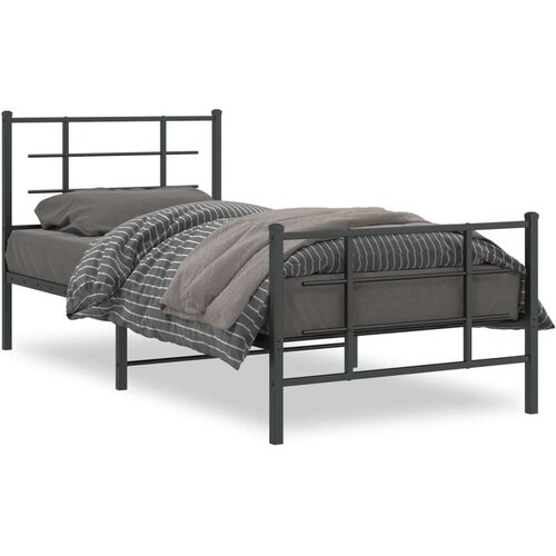VidaXL metalni okvir kreveta uzglavlje i podnožje crni 90 x 200 cm Slike