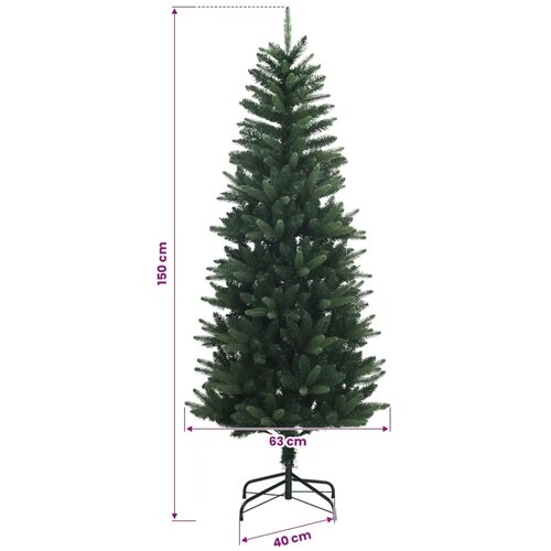  Umjetno božićno drvce s kuglicama 150 cm 150 LED lampica - 150 cm s LED-ima i crvenim lopticama Zelena Slike