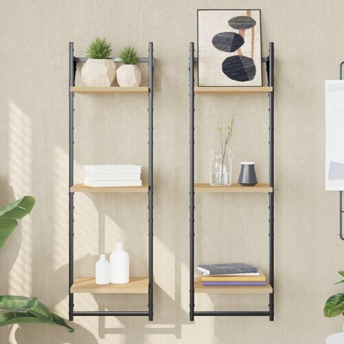  The living store stenske police s prečkami 2 kosa sonoma hrast 30x25x100 cm - stenska polica, (21499650) Cene