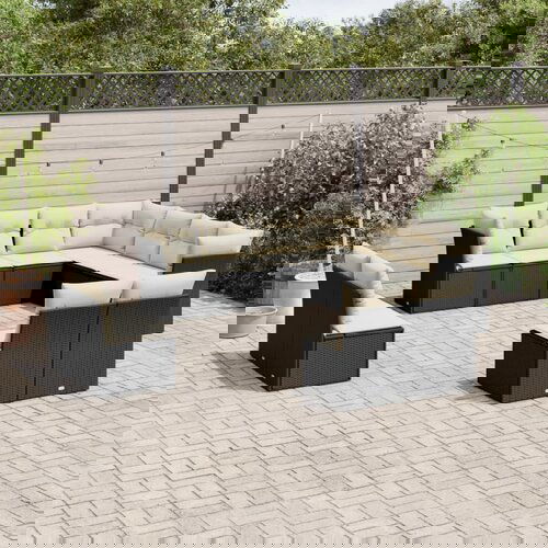 VidaXL 11-dijelni set vrtnih sofa od poliratana s jastucima crni Slike