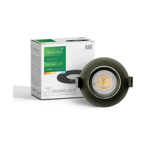 Greentech led spot 3w 3000k-4000-6500k 240lm 3cct crna ( DWX-3BK ) Cene
