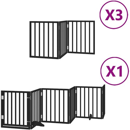vidaXL Ograda za pse z vrati zložljiva 15 panelov črna 750 cm les, (5000160218) Cene