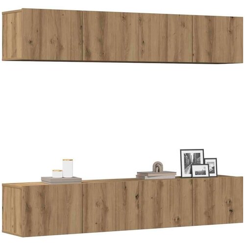  Komplet 4 kosov stenske TV omarice Artisan Oak Engineered Wood Slike