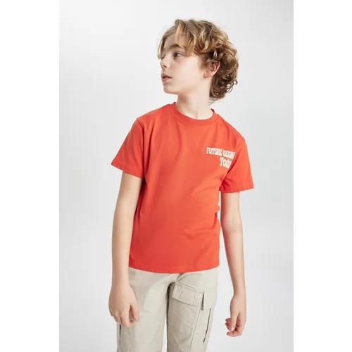 Defacto Boys' Crew Neck Printed Short Sleeve T-Shirt