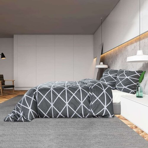 Set posteljine za poplun sivi 260 x 240 cm pamučni Slike