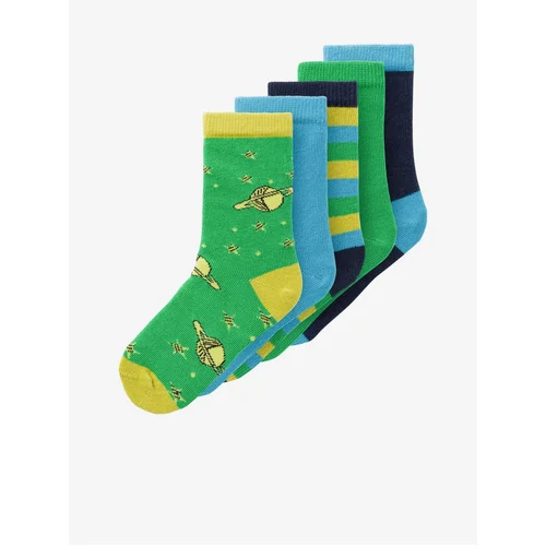 name it Set of five pairs of children's socks in blue and green Vagn - Girls