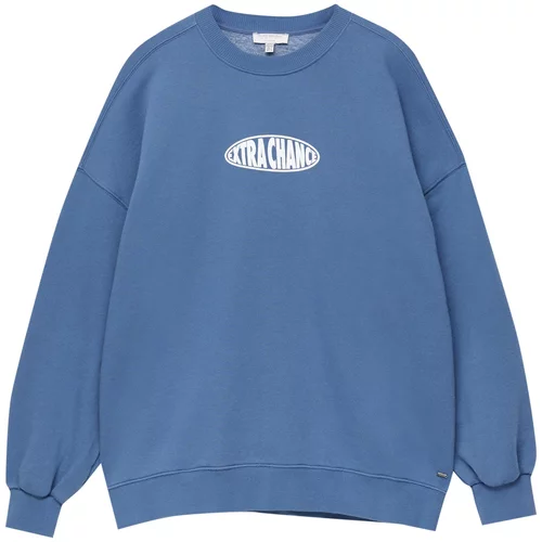 Pull&Bear Sweater majica plava / bijela