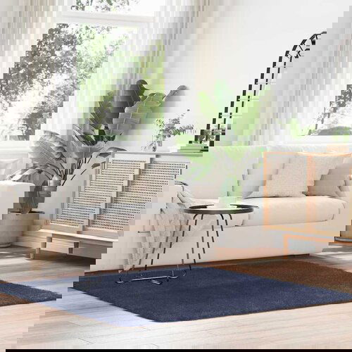 vidaXL Čupavi tepih s visokim vlaknima tamnoplavi 160x160 cm poliester Cene