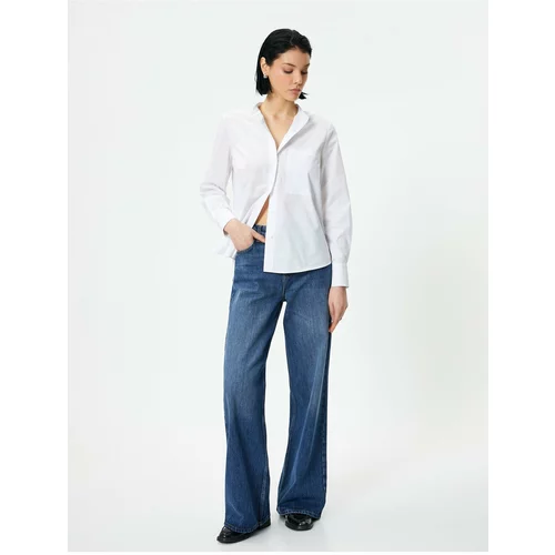 Koton Classic Shirt Long Sleeve Button Pocket Detailed