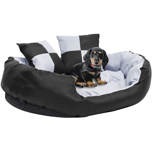 VidaXL Dvostrani perivi jastuk za pse sivo-crni 85 x 70 x 20 cm Slike