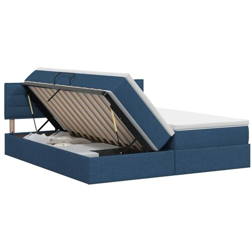  Krevet s od storage s uzglavljem 2 kom. Plava Lažna koža - Plava 200 x 200 cm Dizajn linija Slike