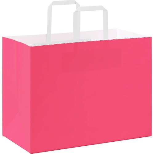  Papirnate vrećice 250 kom s ručkama ružičaste 32x17x25 cm Slike