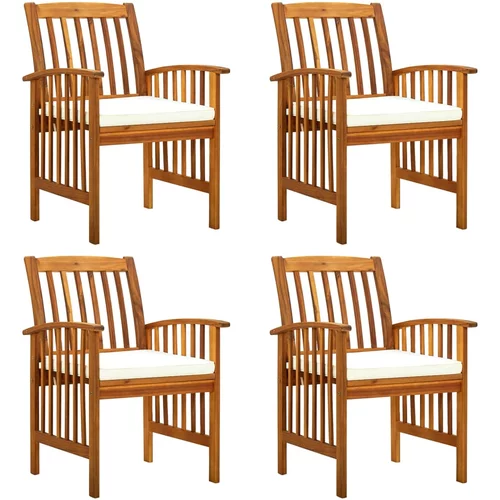 vidaXL Vrtne blagovaonske stolice od drva bagrema 4 kom s jastucima