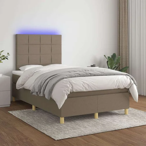  Box spring postelja z vzmetnico LED taupe 120x200 cm blago, (20898645)