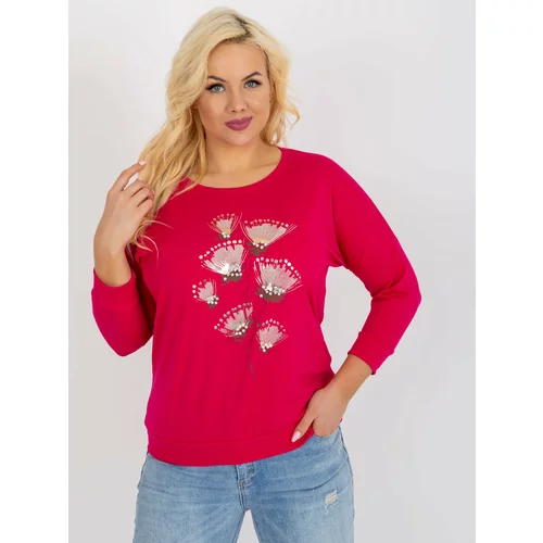 Fashion Hunters Women's fuchsia blouse plus size with patches