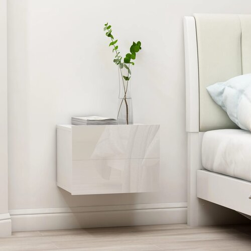 VidaXL Nočna omarica visok sijaj bela 40x30x30 cm iverna plo&amp;scaron;ča Slike
