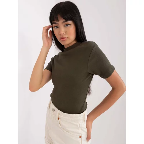 Fashion Hunters Khaki fitted ribbed blouse