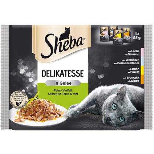 Sheba vlažna hrana za mačke sa ukusom mesnog izbora u želeu delikatesse multipack 4x85g Cene