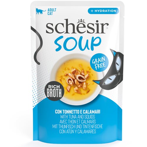 Ekonomično pakiranje Schesir Cat Soup 24 x 40 g - Tuna i lignje Cijene