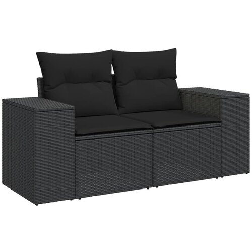  7-dijelni set vrtnih sofa od poliratana s jastucima crni Crna 93 x 62 x 69 cm Slike