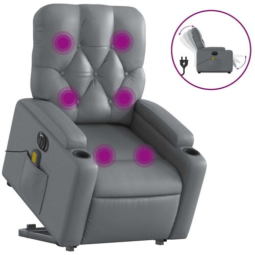 Maison Chic Električni masažni stol - Relax naslanjač s funkcijo vstajanja sivo umetno usnje, (22062002) Cene