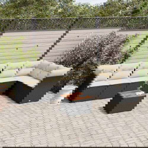 vidaXL 8-dijelni set vrtnih sofa od poliratana s jastucima crni Cijene