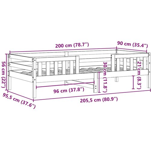  Okvir kreveta bez madraca vo&amp;scaron;tano smeđi 90 x 200 cm od borovine Slike