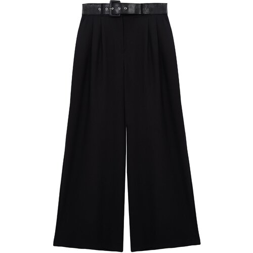 Trendyol black wide leg trousers with belt Cene