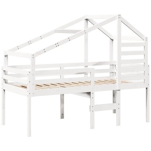  Visoki krevet s krovom bijeli 90 x 200 cm od masivne borovine Slike