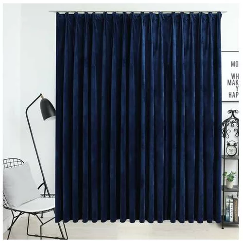  Zatemnitvena zavesa z obešali žametna temno modra 290x245 cm