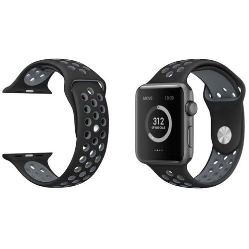 Chameleon Silikonski pašček Sport za Apple Watch, 38/40/41 mm, črno-siv Cene