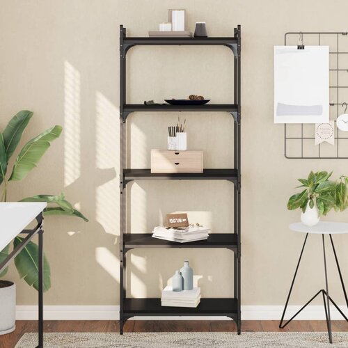  The Living Store Knjižna omara 5-nadstropna črna 60x30x154 cm inženirski les - Knjižna Omara, (21442792) Cene