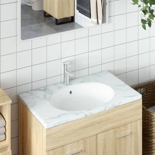  Kupaonski umivaonik bijeli 49x40,5x21 cm ovalni keramički