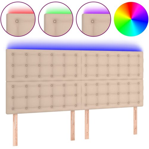 Maison Chic LED posteljno vzglavje - Vzglavna omarica kapučino 160x5x118/128 cm umetno usnje, (22078299) Cene