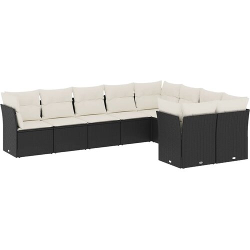 Maison Chic Seti vrtnega pohištva - Vrtna garnitura - Vrtni pohištvo set 9-delna z blazinami črn poli ratan, (21804006) Cene