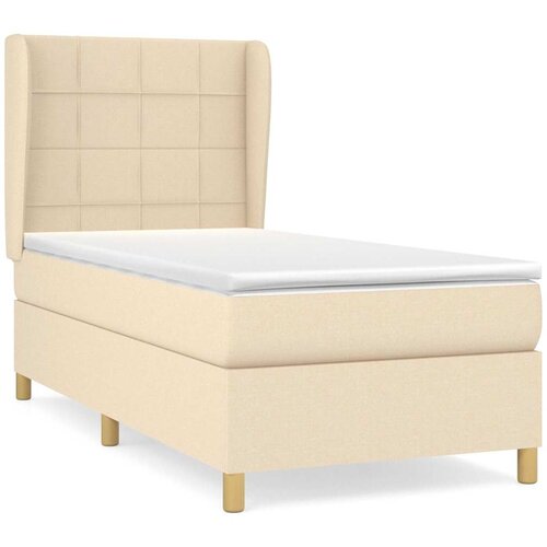  Krevet s oprugama i madracem krem 90 x 190 cm od tkanine Slike