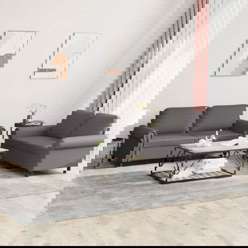 vidaXL Sedežna garnitura 2-delna z blazinami sivo umetno usnje Cene