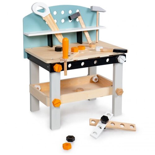 ECO TOYS Drveni stol za alate za djecu s 38 komada Slike