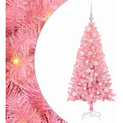 vidaXL Božično drevo med 150 LED z stojalom Roza 120 cm PVC, (5000067138) Cene