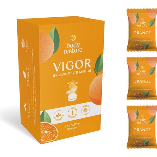 Body Restore Vigor Shower Steamers tablete za prho di&amp;scaron;ave Orange 3 kos Slike