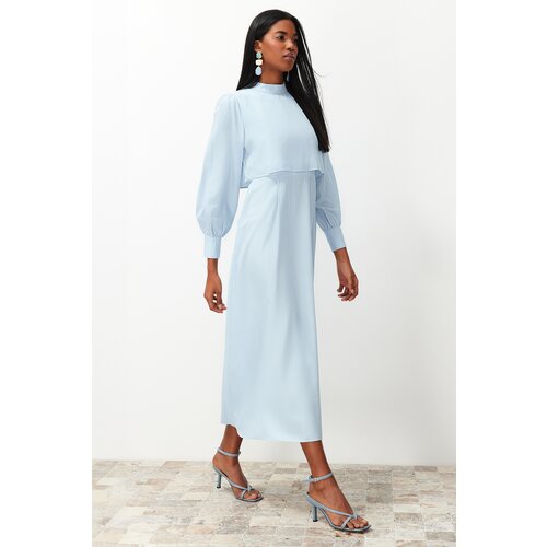 Trendyol Blue Aller Piece Detailed Woven Dress Cene