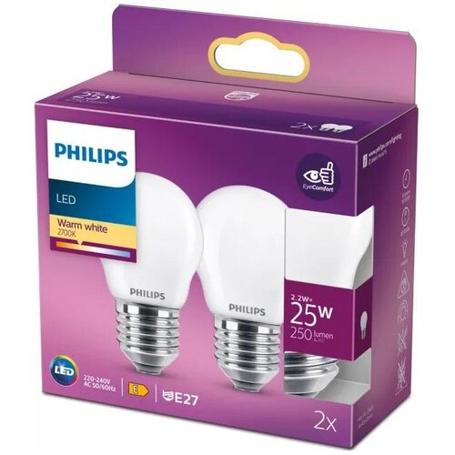  Set 2x LED sijalica Philips P45 E27/2,2W/230V 2700K Slike
