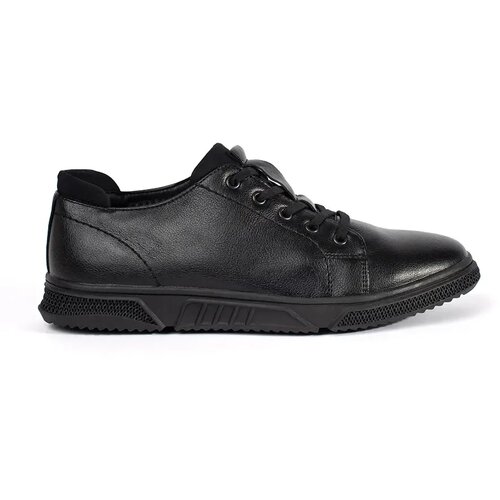 Shelvt Men's black shoes with fur padded Cene