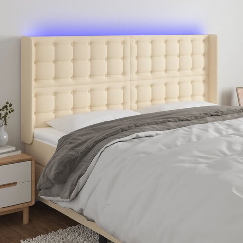  LED uzglavlje krem 183 x 16 x 118/128 cm od tkanine Cene