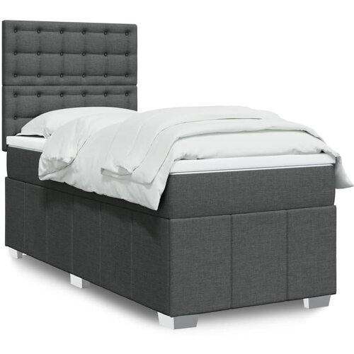 vidaXL Box spring postelja z vzmetnico temno siva 90x190 cm blago Cene