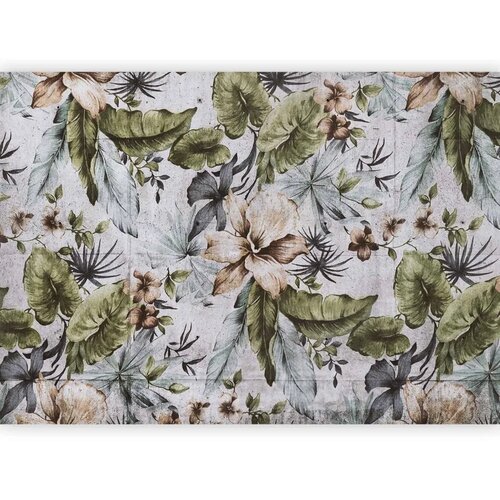  Foto tapeta - Nature in retro style - jungle landscape with pale leaves and flowers 250x175 Cene