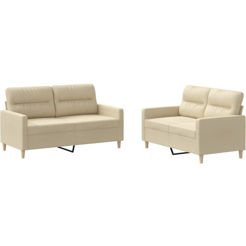 Maison Chic Sedežna garnitura - kavč 2-delna z blazinami krem blago, (21729023) Cene