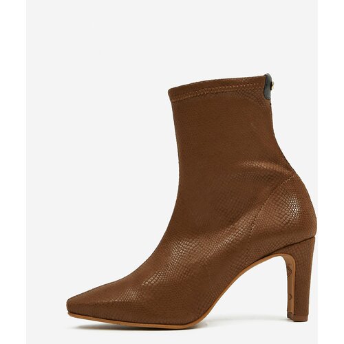 OJJU Brown ankle boots in suede finish with snake pattern Cene