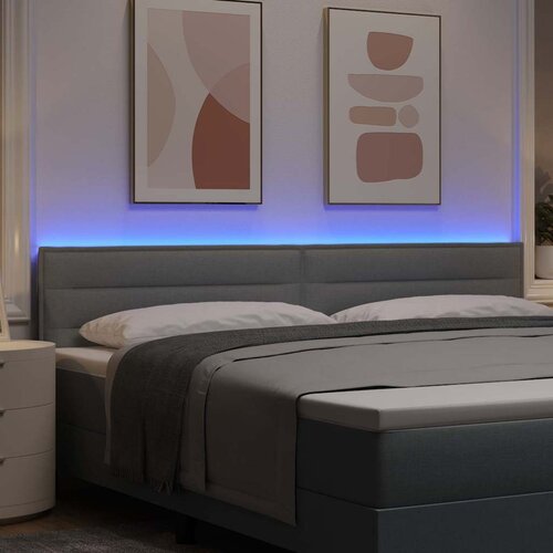  LED glava kreveta s LED trakama Svijetlo siva 200 cm tkanina Slike