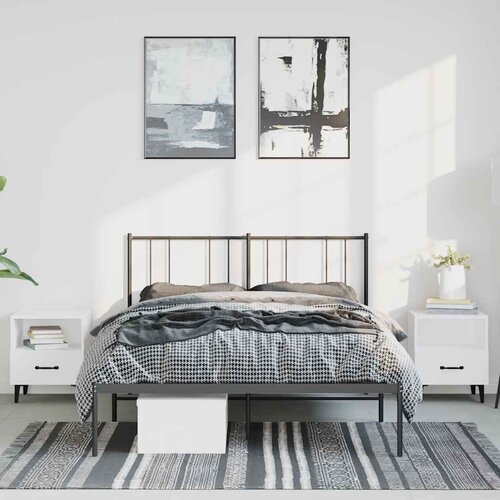  Metalni okvir za krevet s uzglavljem crni 135x190 cm Slike